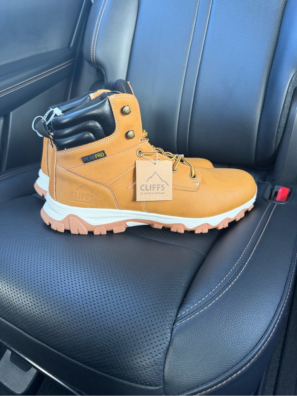 Cliffs by WHITE MOUNTAIN Men's Tan Work Boots with Black Collar